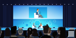 Video Projection Screen with Audience